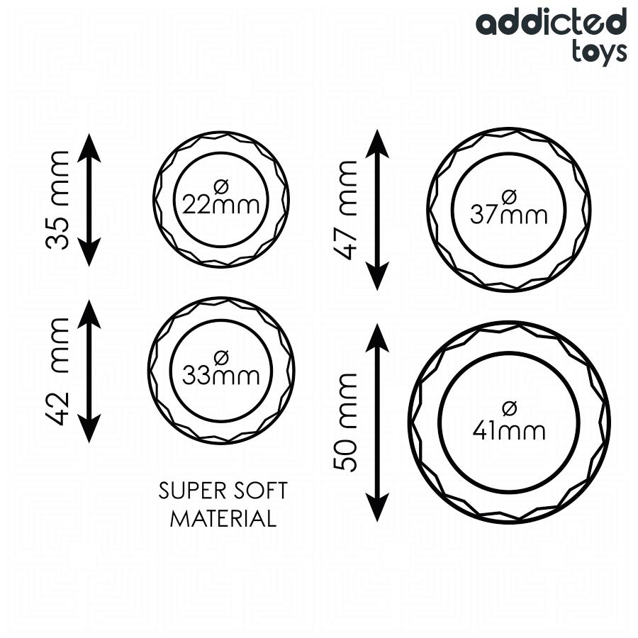 Anello Fallico Set 4 Misure Testurizzato Addicted Toys — Silicone