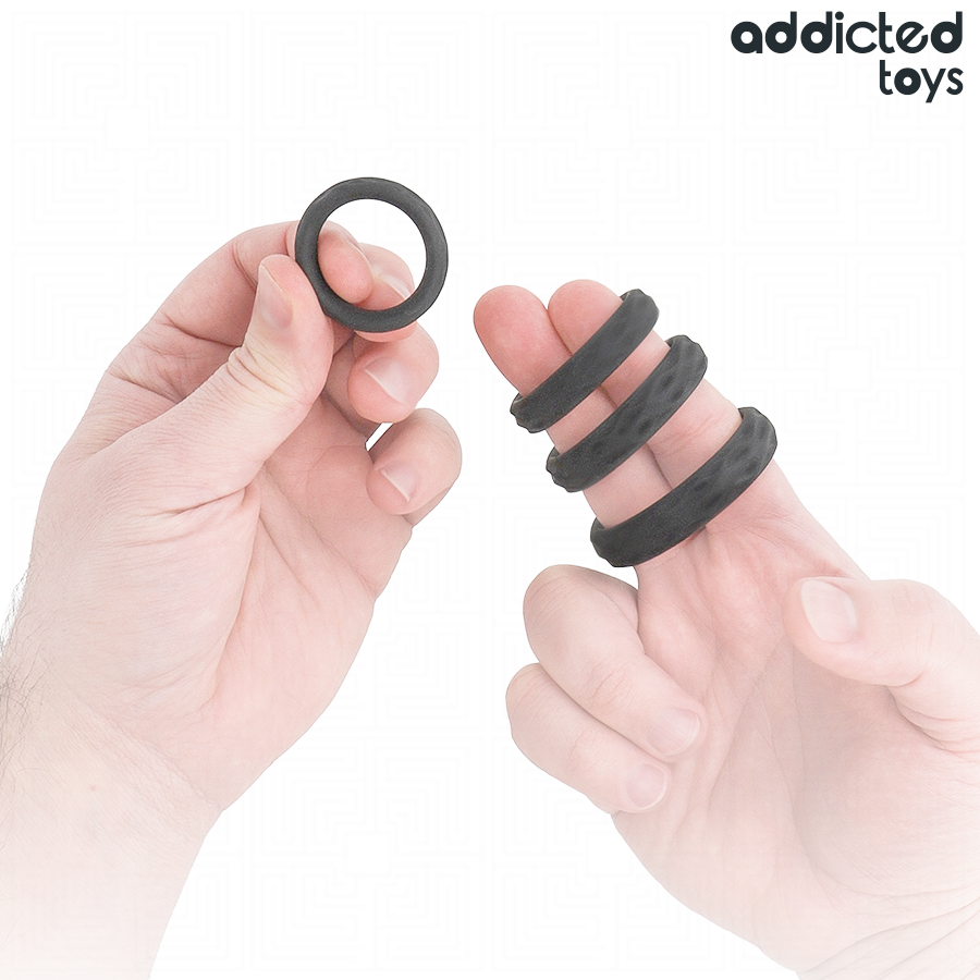 Anello Fallico Set 4 Misure Testurizzato Addicted Toys — Silicone