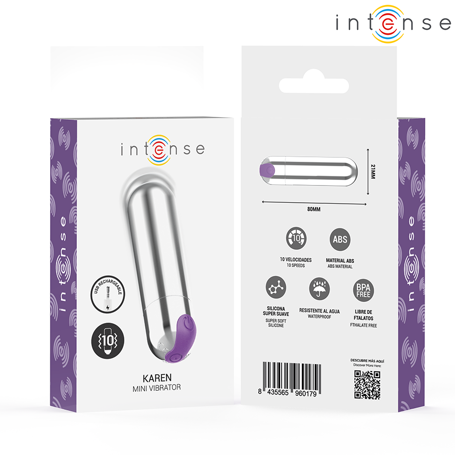 Vibratore Bullet Ricaricabile Intense Karen — Argento