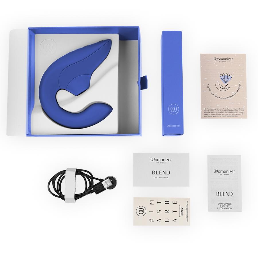 Vibratore Rabbit Womanizer Blend — Doppia Stimolazione, Blu