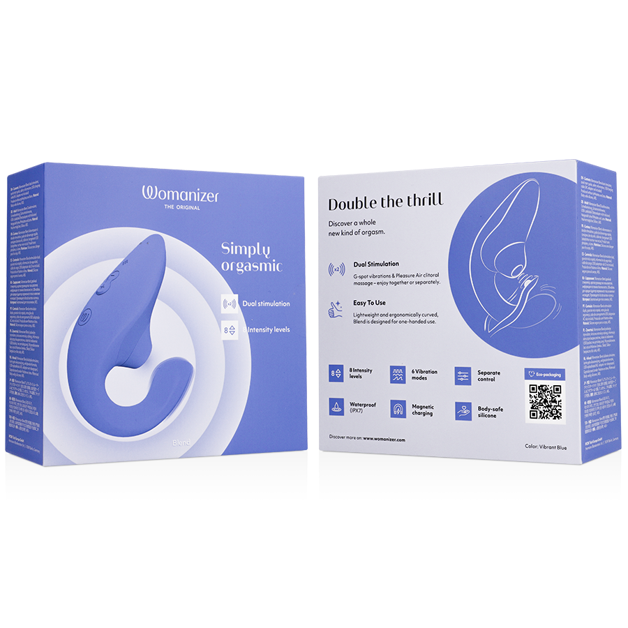 Vibratore Rabbit Womanizer Blend — Doppia Stimolazione, Blu
