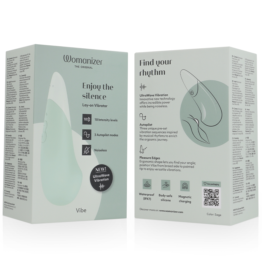 Vibratore Wand Womanizer Vibe Lay-On — Silicone, Salvia