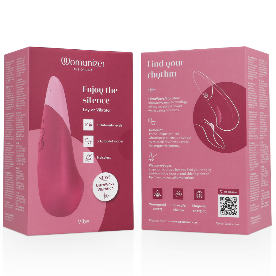 Vibratore Wand Womanizer Vibe Lay-On — 10 Modalità, Rosa Scuro