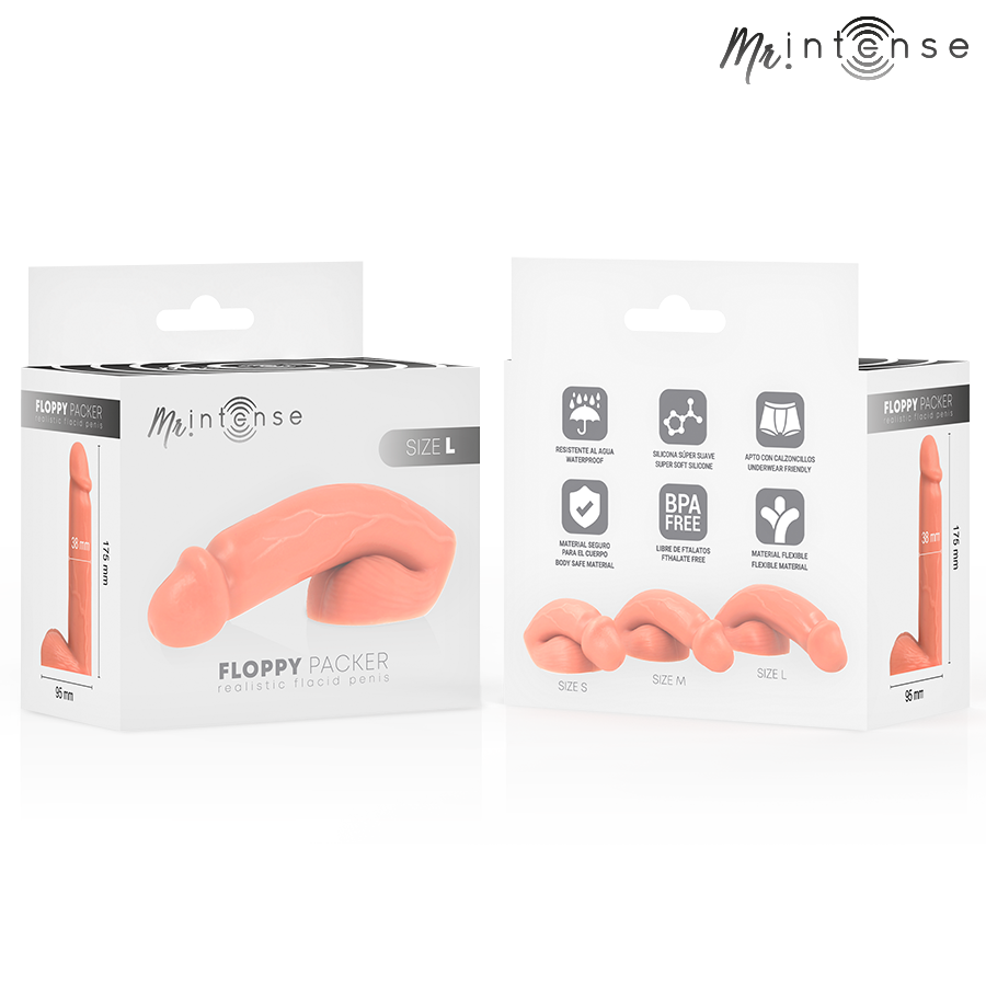 Packer MR. INTENSE DILDOS Floppy Size L Realistico — Con Testicoli