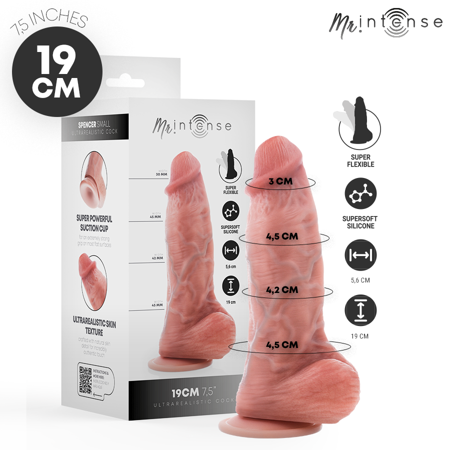 Fallo Realistico MR. INTENSE Spencer 19cm Silicone — Nero
