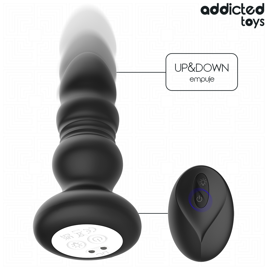 Plug Anale Vibrante Rotante Addicted Toys — LED, Telecomando