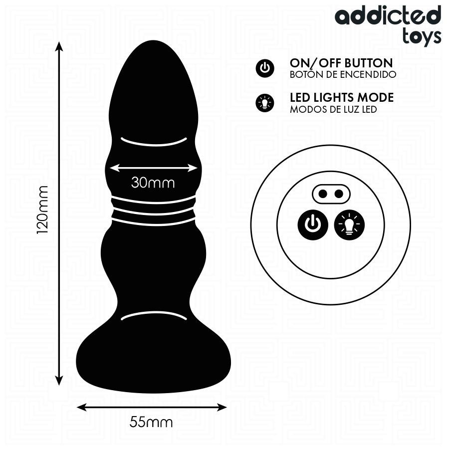 Plug Anale Vibrante Rotante Addicted Toys — LED, Telecomando