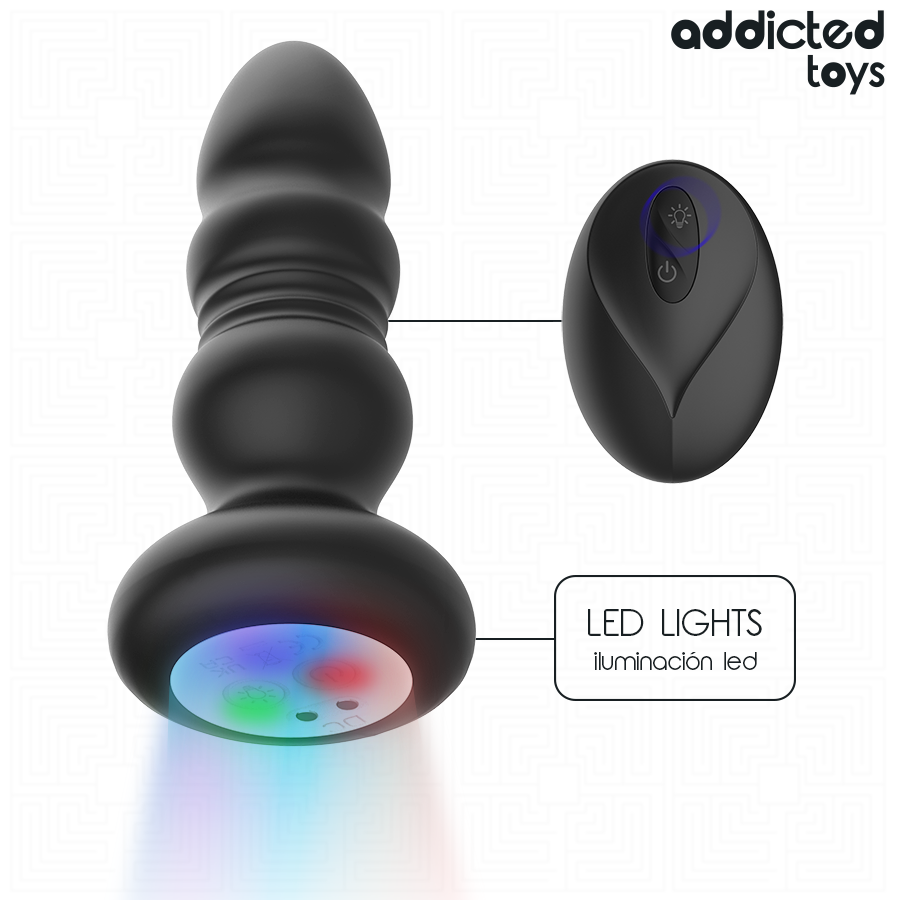 Plug Anale Vibrante Rotante Addicted Toys — LED, Telecomando