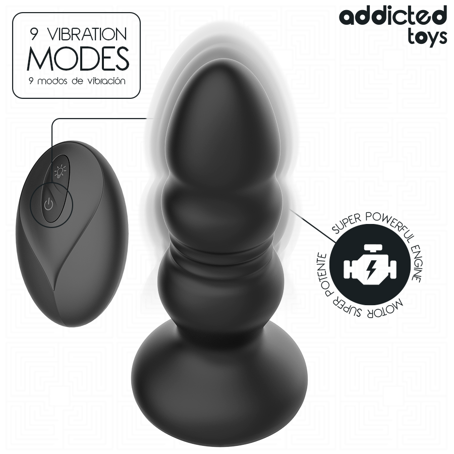 Plug Anale Vibrante Rotante Addicted Toys — LED, Telecomando