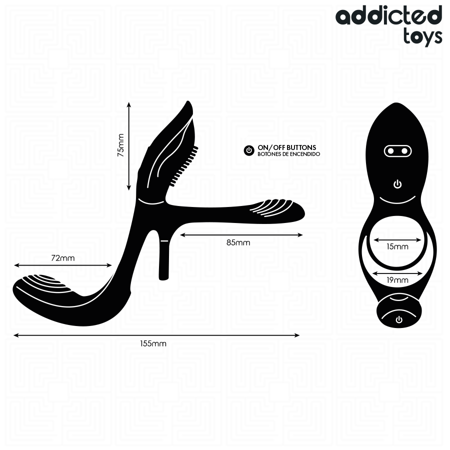 Anello Fallico Vibrante Doppio con Stimolatore Addicted Toys