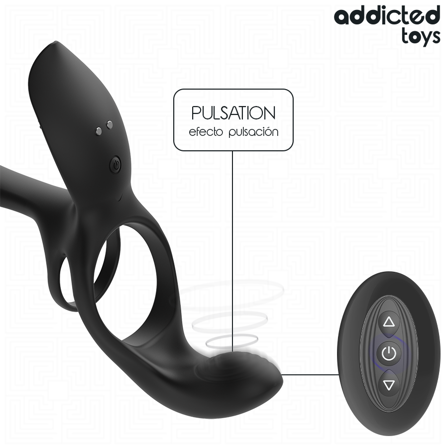 Anello Fallico Vibrante Doppio con Stimolatore Addicted Toys