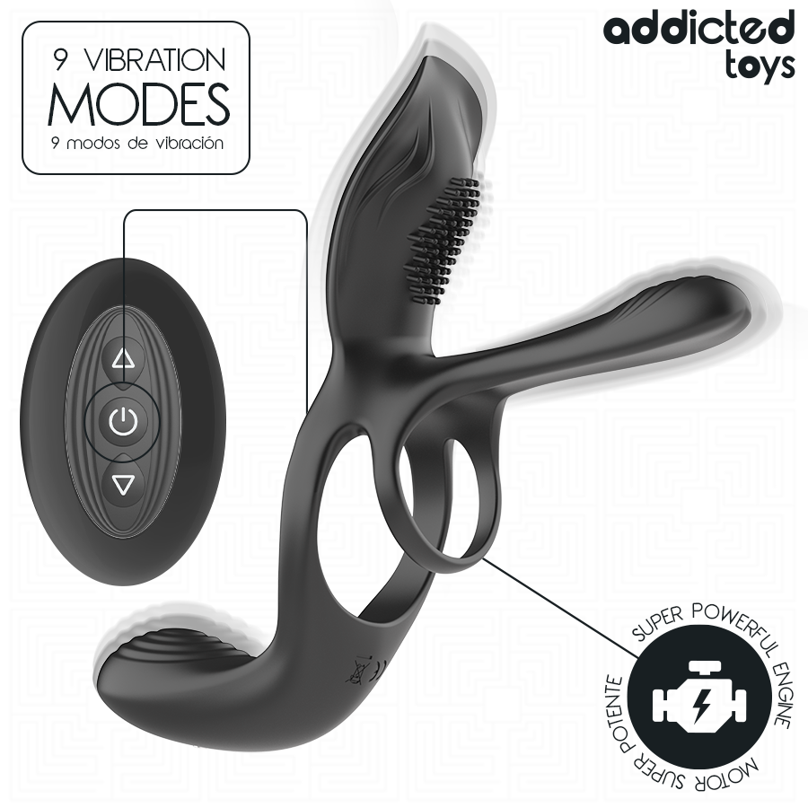 Anello Fallico Vibrante Doppio con Stimolatore Addicted Toys