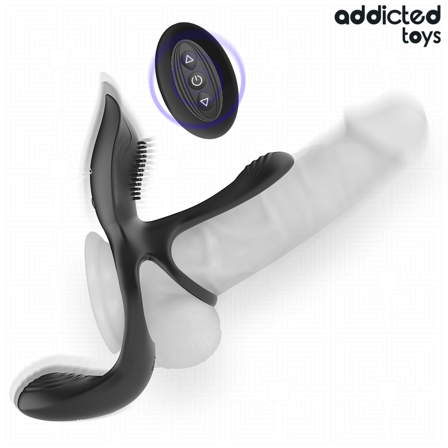 Anello Fallico Vibrante Doppio con Stimolatore Addicted Toys