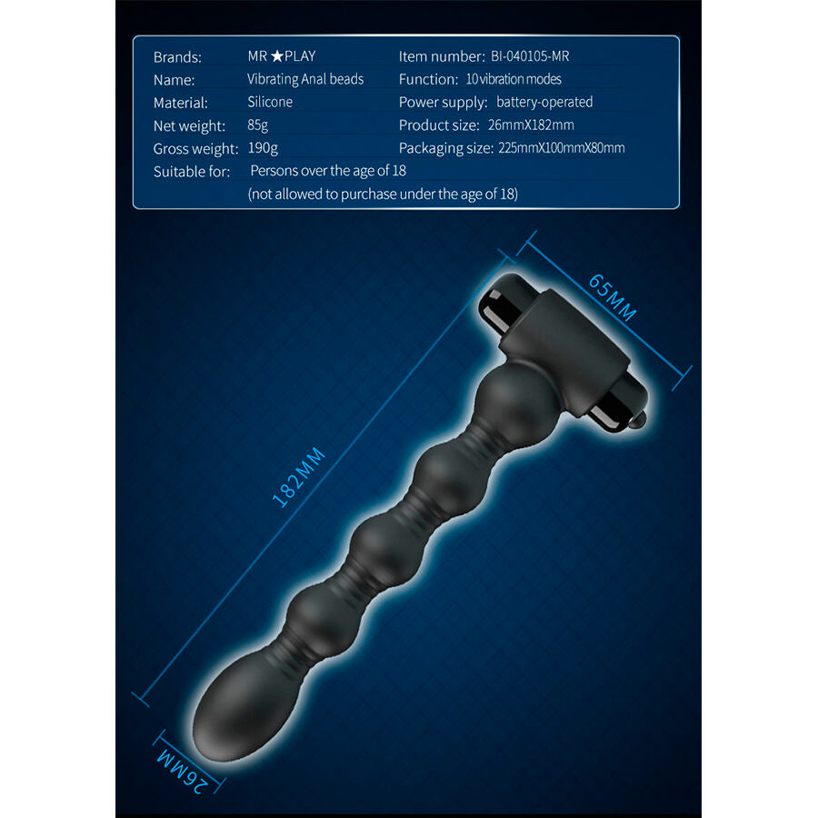 Massaggiatore Anale Vibrante MR PLAY Perle — Nero