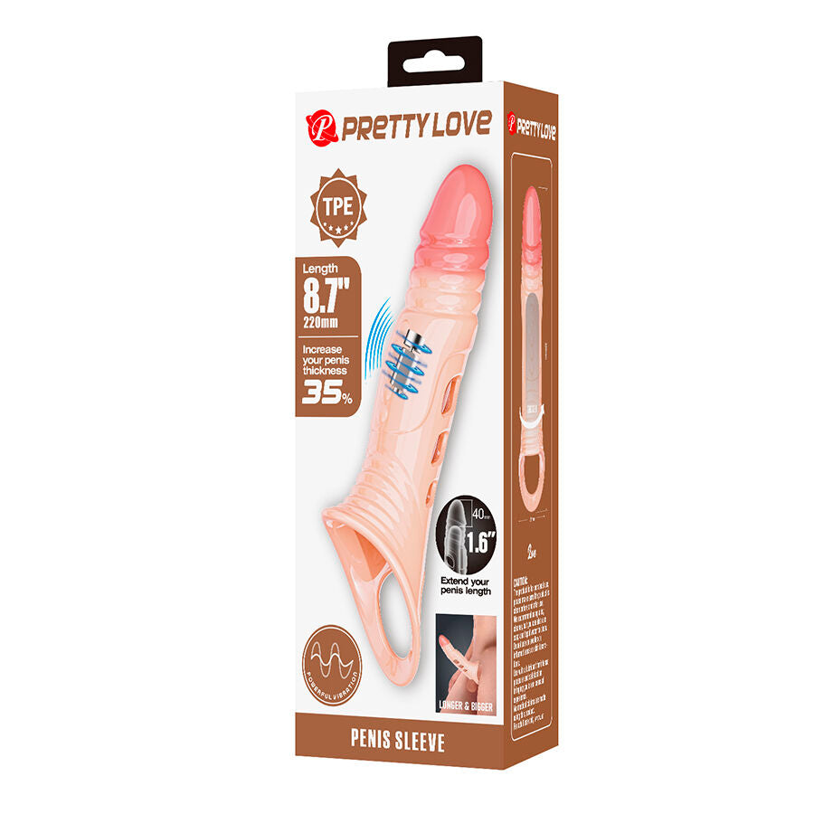 Guaina Pene Pretty Love Vibrante con Estensione — Nera