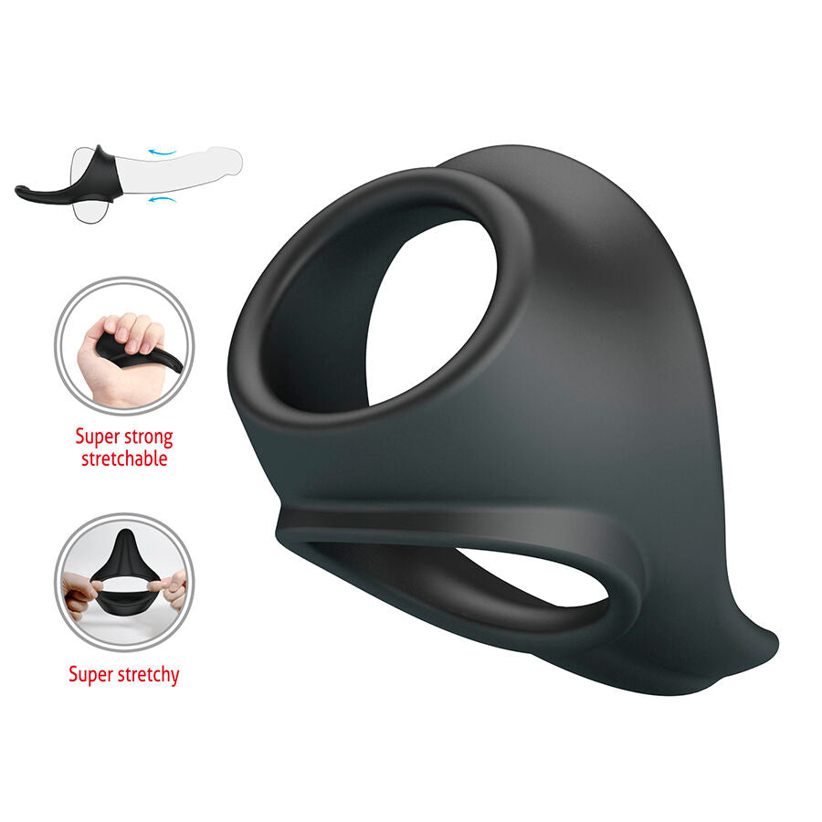 Anello Pene e Testicoli CrazyBull Zadok — Nero