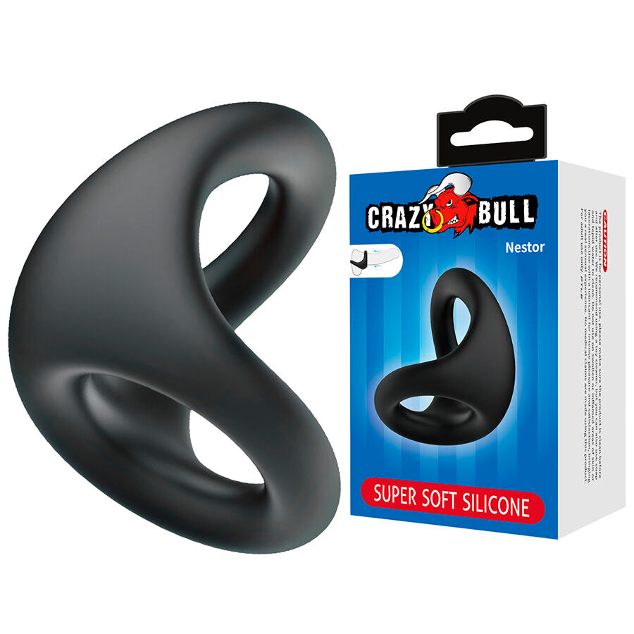 Anello Pene/Testicoli CrazyBull Nestor Ergonomico — Nero