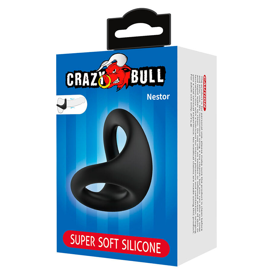 Anello Pene/Testicoli CrazyBull Nestor Ergonomico — Nero