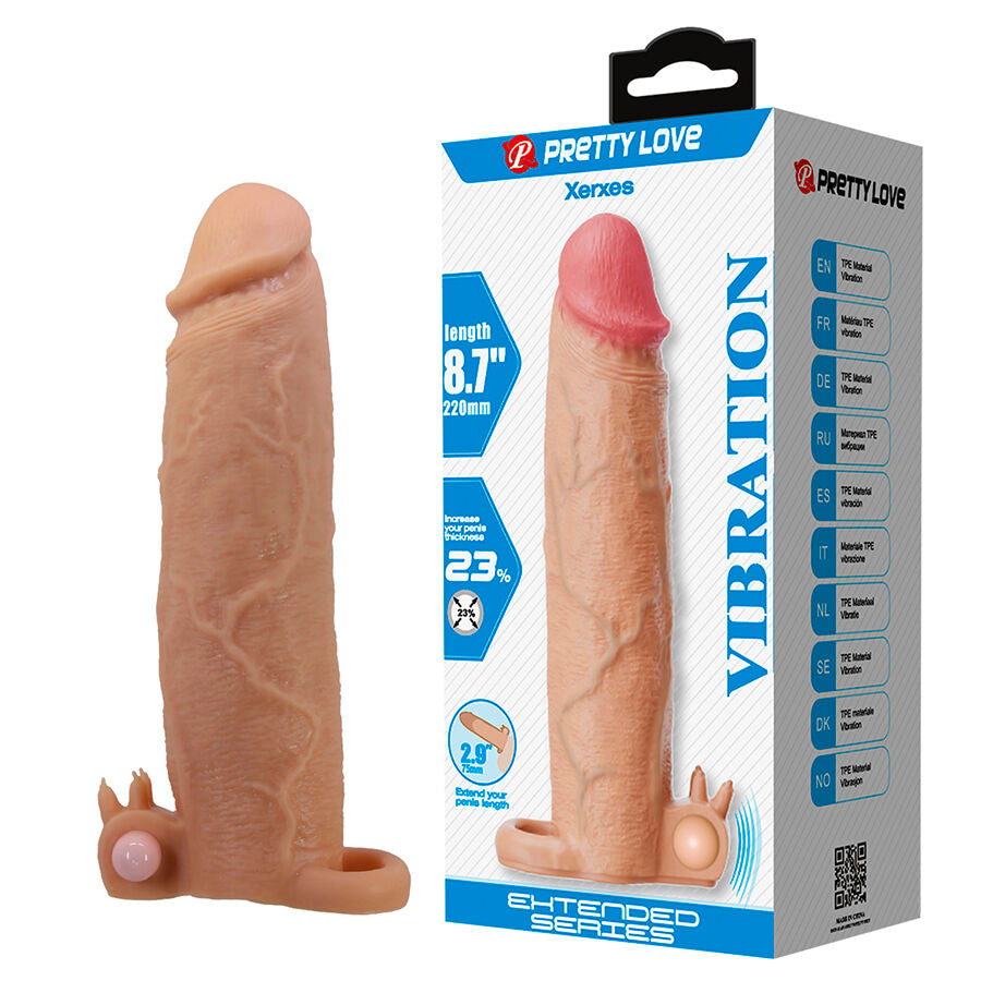 Guaina Pene Pretty Love Xerxes con Stimolatore e Vibrazione — Trasparente