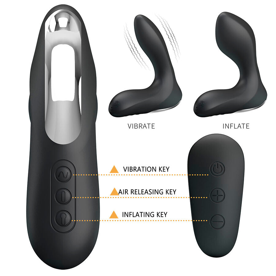 Massaggiatore Prostatico MR PLAY con Telecomando — Gonfiabile Nero