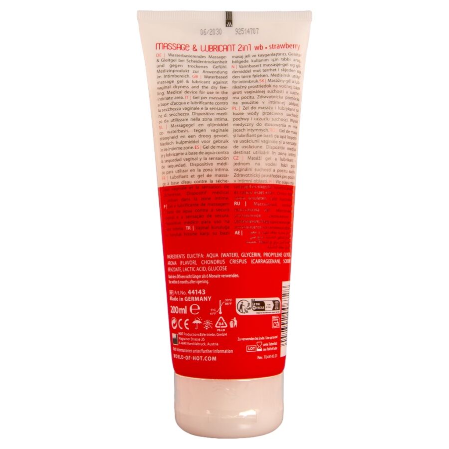 Gel Lubrificante e Massaggio HOT Fragola 2in1 — 200ml