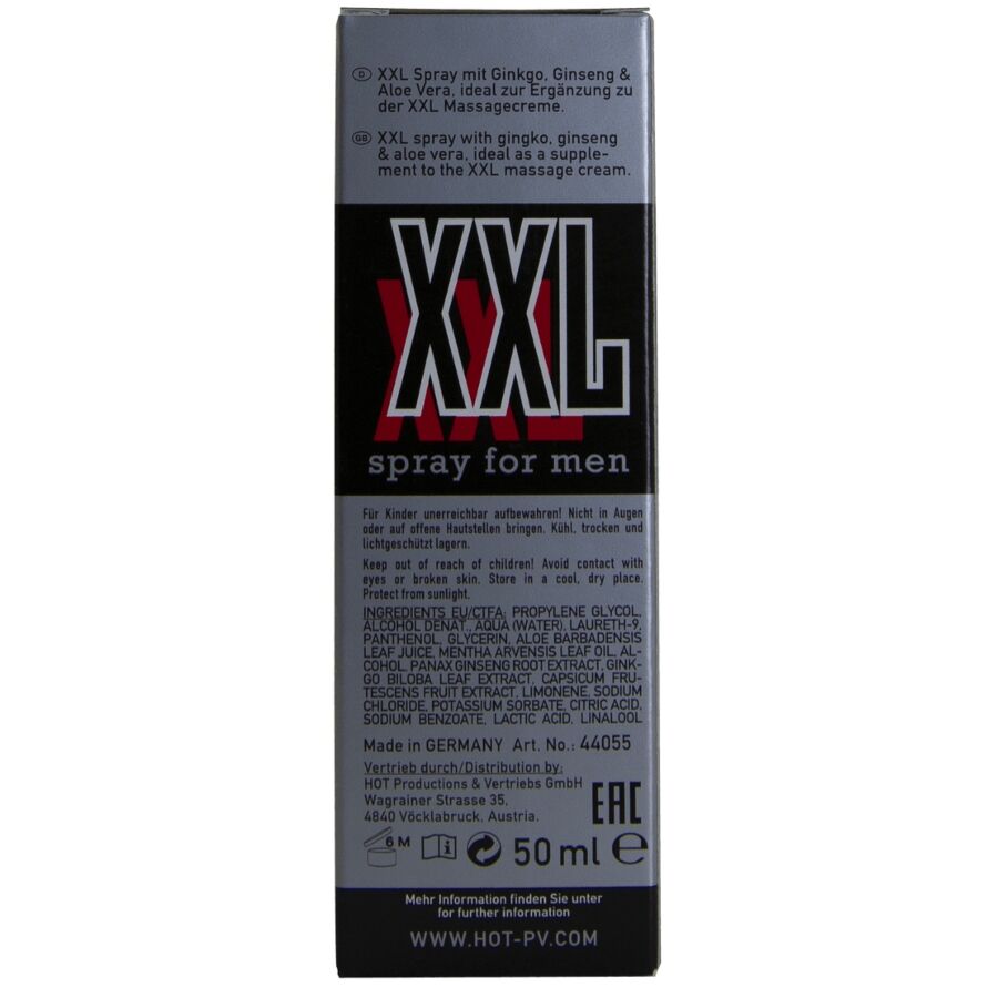 Spray Stimolante Pene HOT XXL — Ginkgo e Ginseng, 50 ml