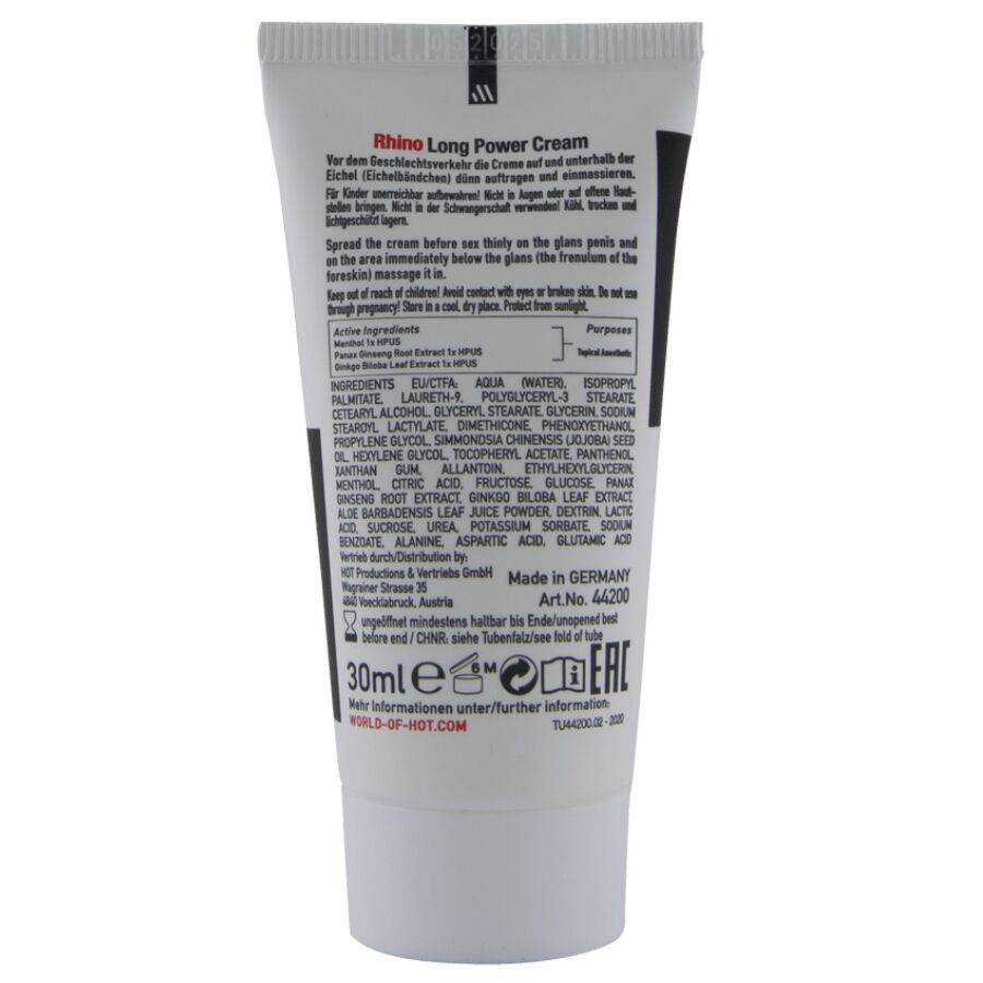 Crema Ritardante HOT Rhino Long Power — 30 ml