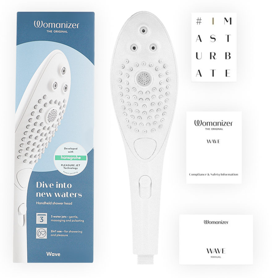 Succhia Clitoride Doccia Womanizer Wave — Soffione, Bianco