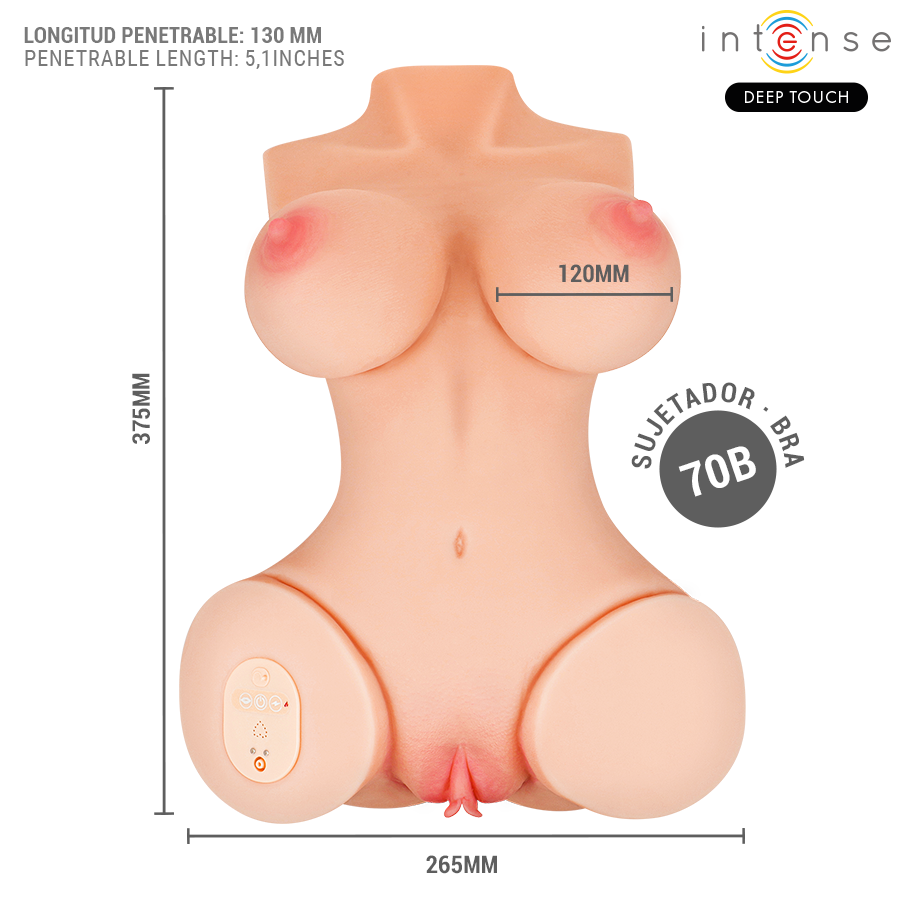 Masturbatore Torso INTENSE Deep Touch Calore/Vibrazione/Voce — TPE