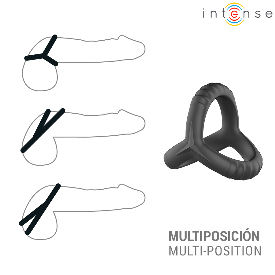 Anello Pene Intense John Triplo Regolabile — Nero