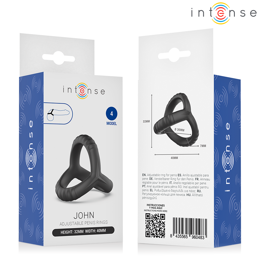 Anello Pene Intense John Triplo Regolabile — Nero