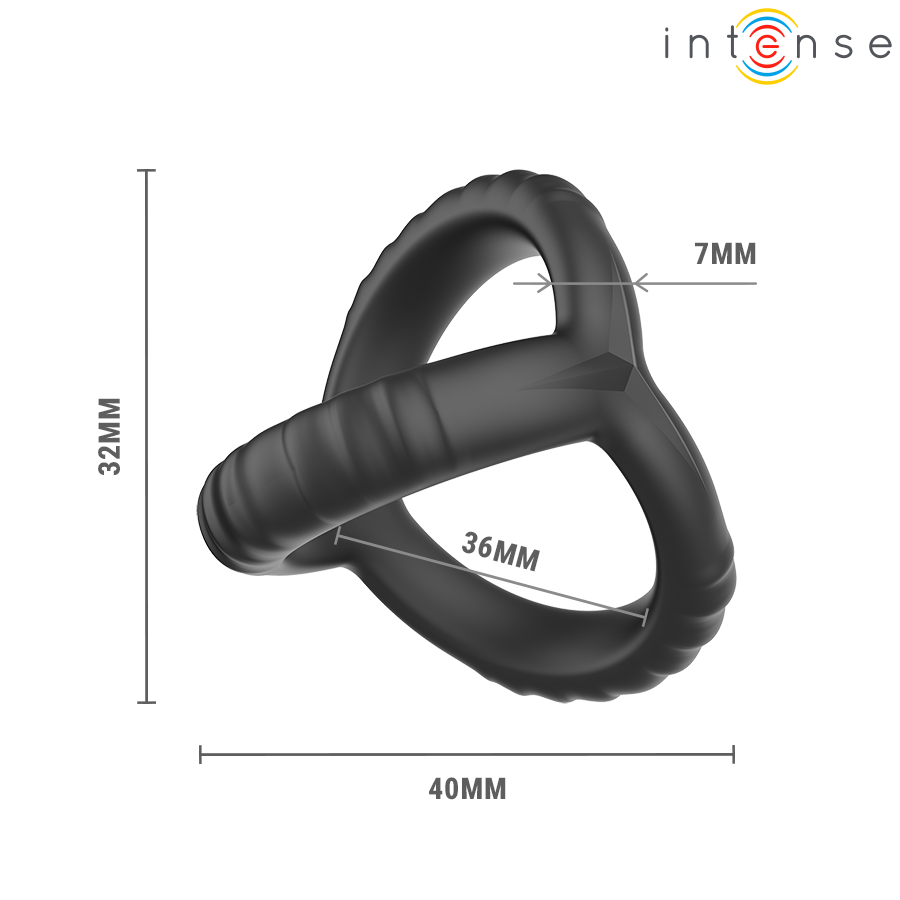 Anello Pene Intense John Triplo Regolabile — Nero