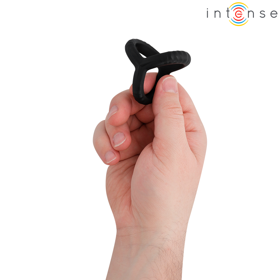Anello Pene Intense John Triplo Regolabile — Nero