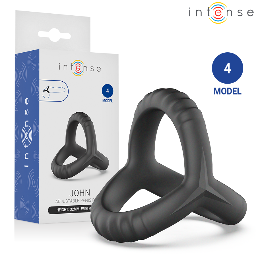 Anello Pene Intense John Triplo Regolabile — Nero