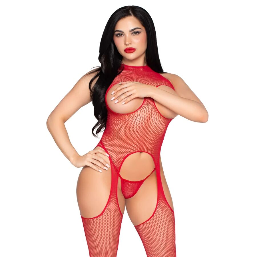 Bodystocking LEG AVENUE 89374 Senza Coppe Rosso — Taglia Unica