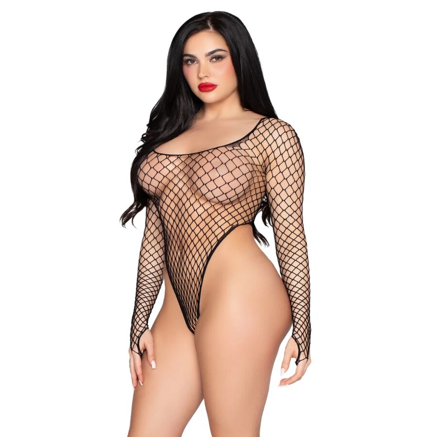 Body Rete Leg Avenue 89377 Scollatura Nera — Taglia Unica