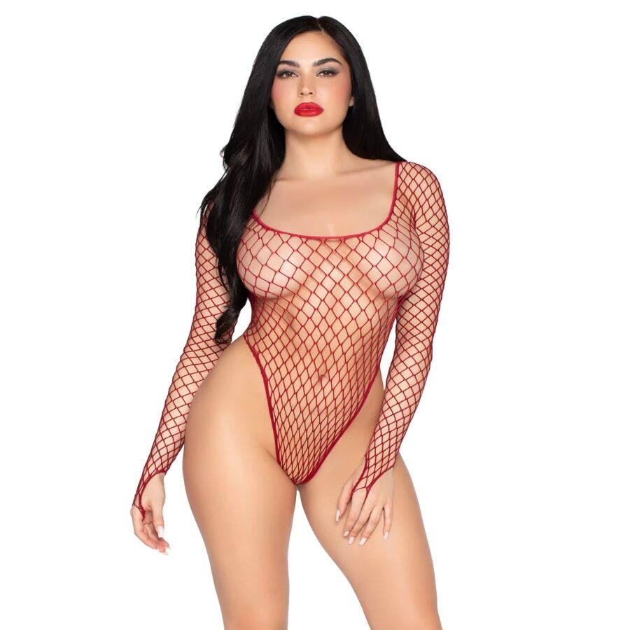 Body Leg Avenue Rete Industriale Scollatura Rossa — Taglia Unica
