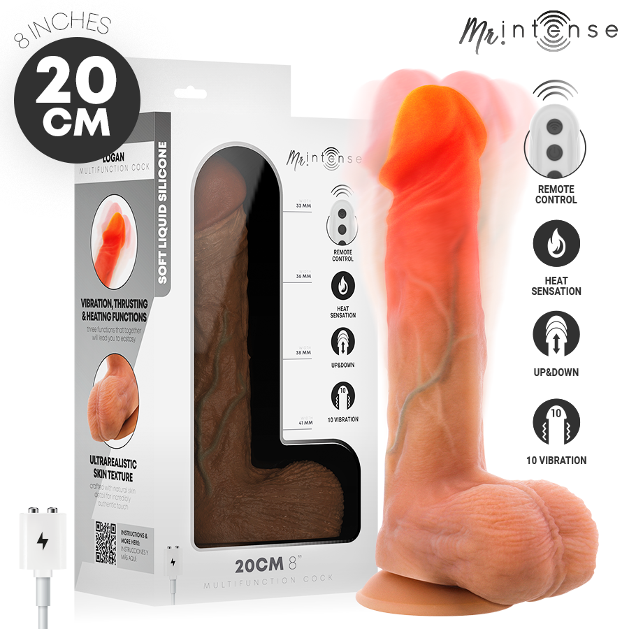 Dildo Vibrante MR. INTENSE Logan con Effetto Calore — Nero