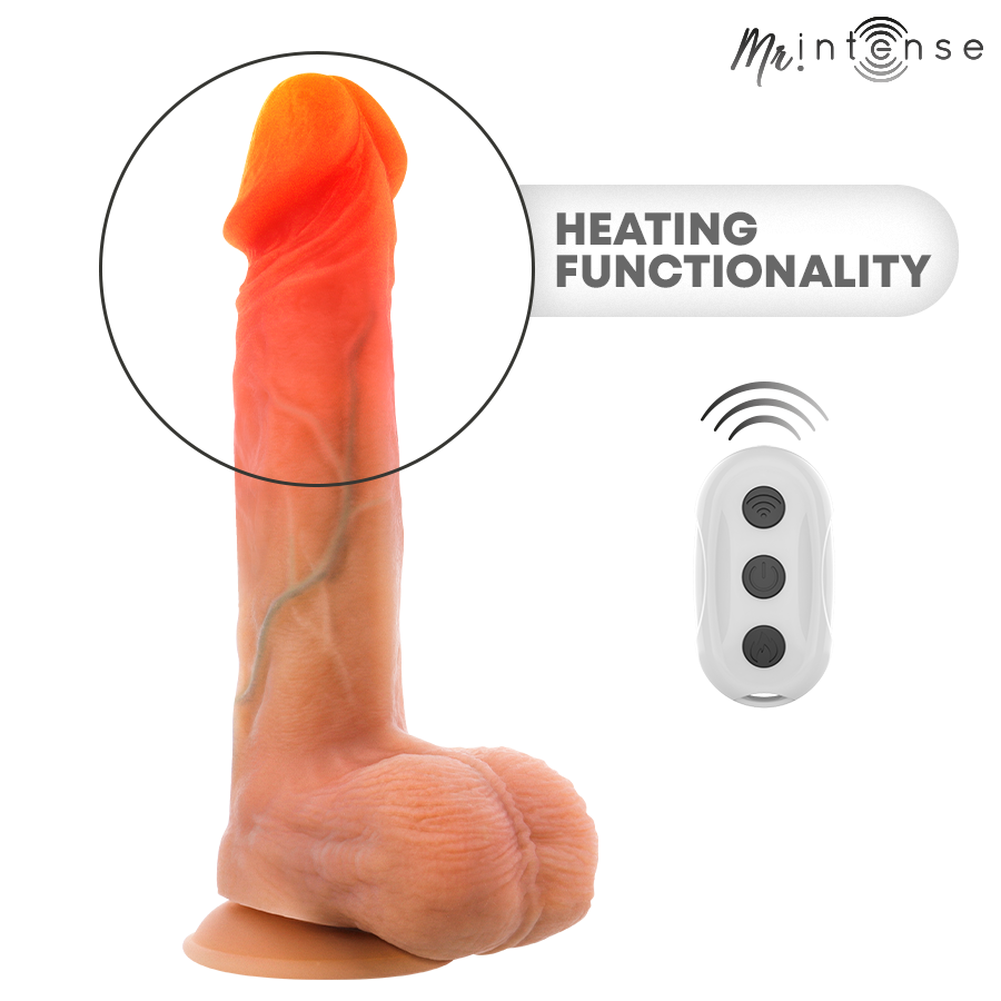 Dildo Vibrante MR. INTENSE Logan con Effetto Calore — Nero
