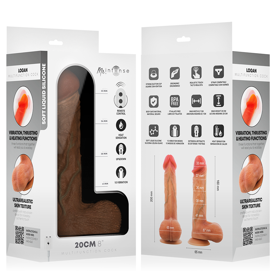 Dildo Vibrante MR. INTENSE Logan con Effetto Calore — Nero