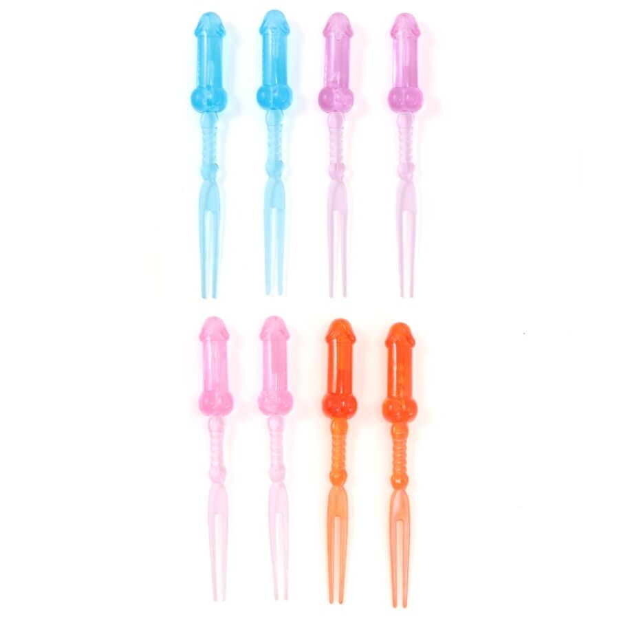 Spiedini Pene DIABLO PICANTE Colorati 8 Pezzi — Assortiti