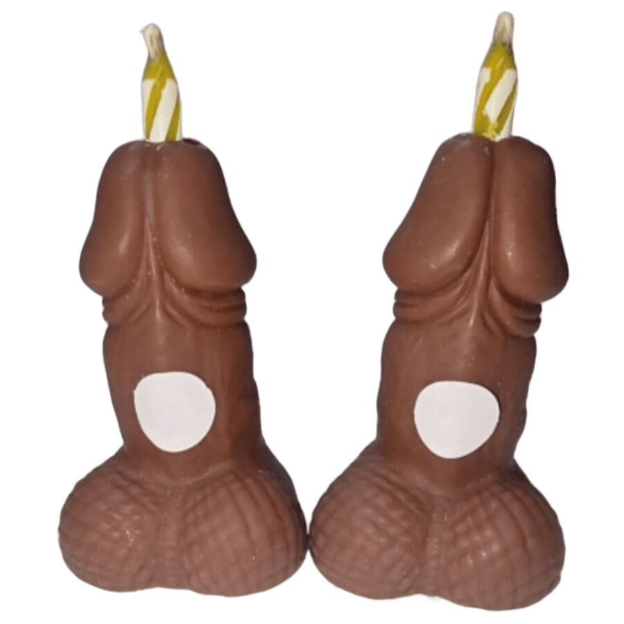 Candele Compleanno Diablo Picante Pene Tono Scuro — Set 2 Pezzi