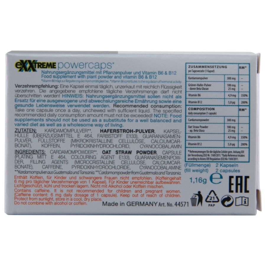 Integratore Uomo HOT EXXTREME POWER CAPS — Vitalità 2 Capsule