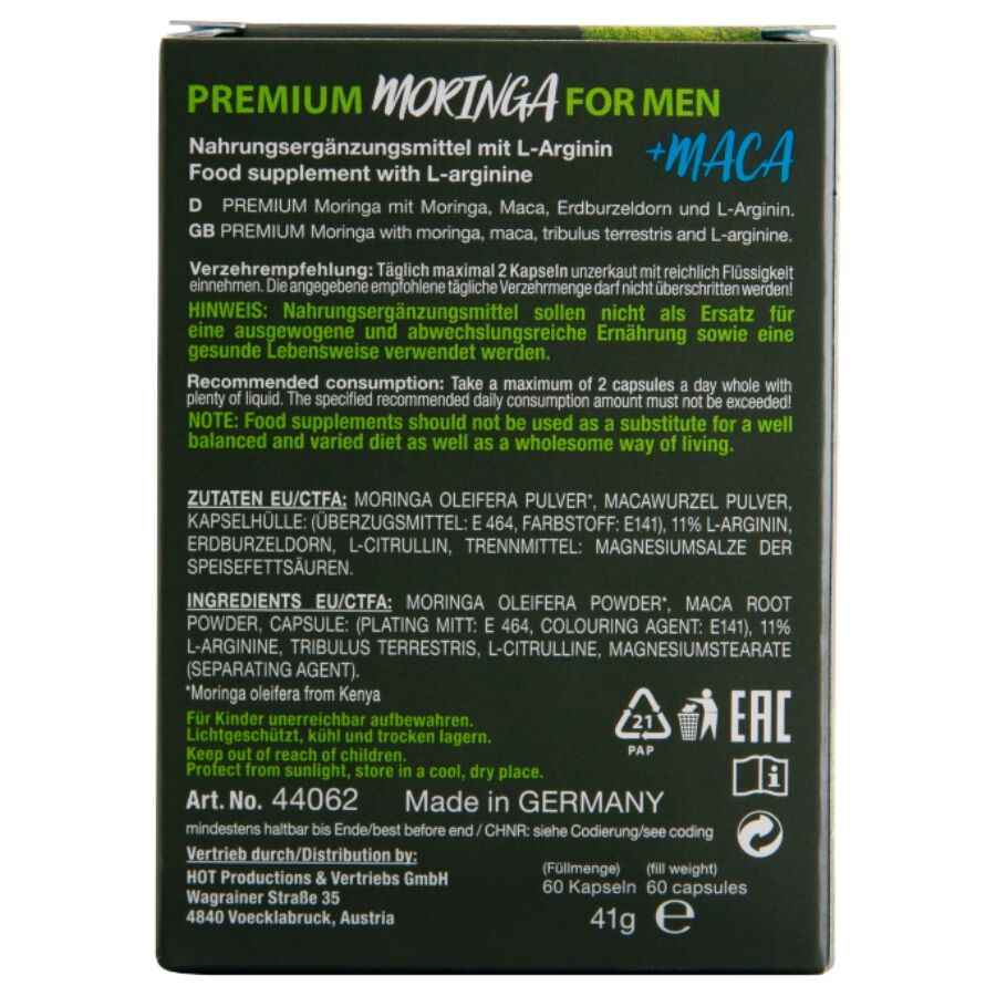 Integratore Vitalità Maschile HOT Moringa & Maca — 60 Capsule