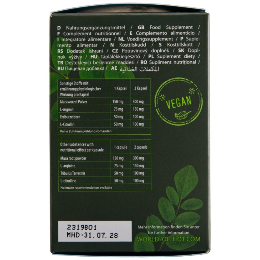 Integratore Vitalità Maschile HOT Moringa & Maca — 60 Capsule