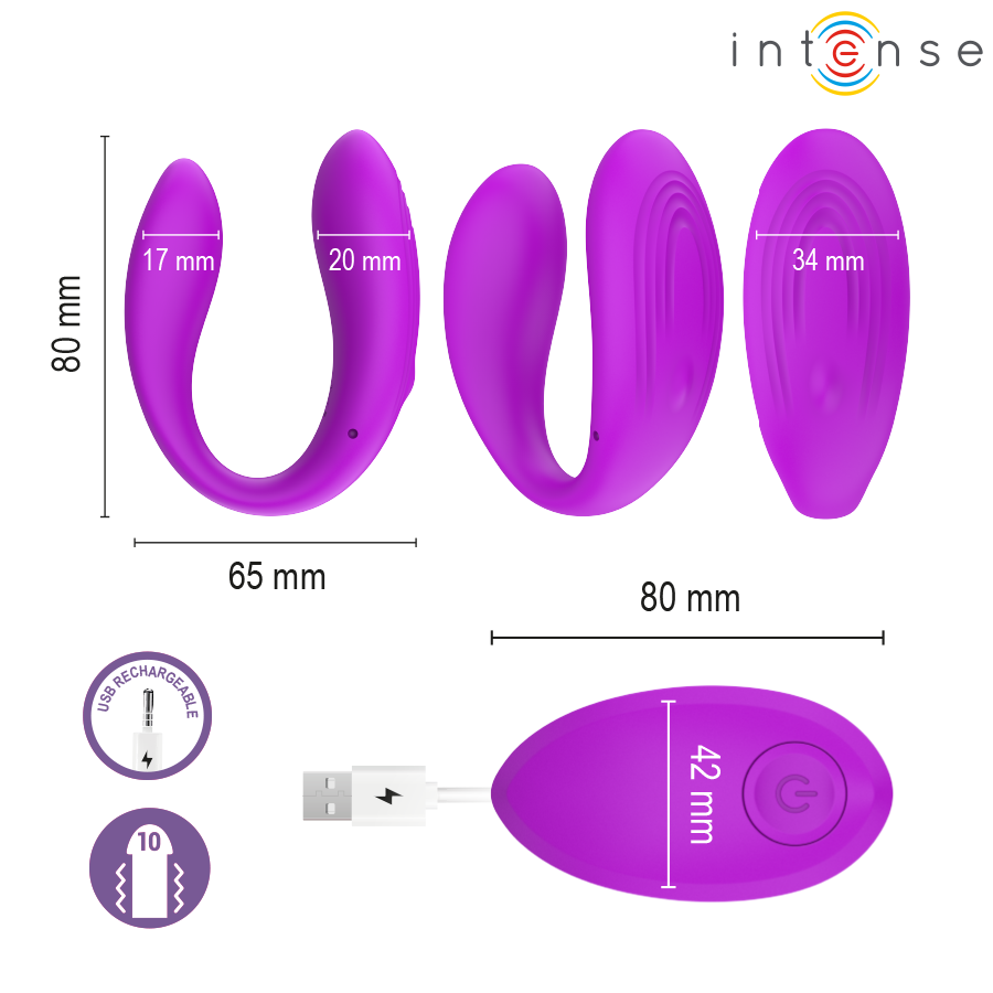 Vibratore Morsetto INTENSE Nora Telecomando Viola