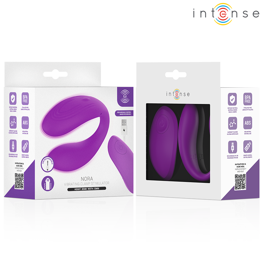 Vibratore Morsetto INTENSE Nora Telecomando Viola