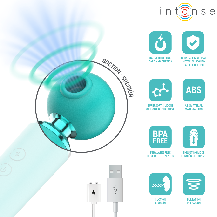 Vibratore Aspiratore INTENSE HIGH TECH Hamby — Turchese