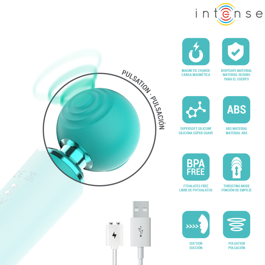 Vibratore Aspiratore INTENSE HIGH TECH Hamby — Turchese