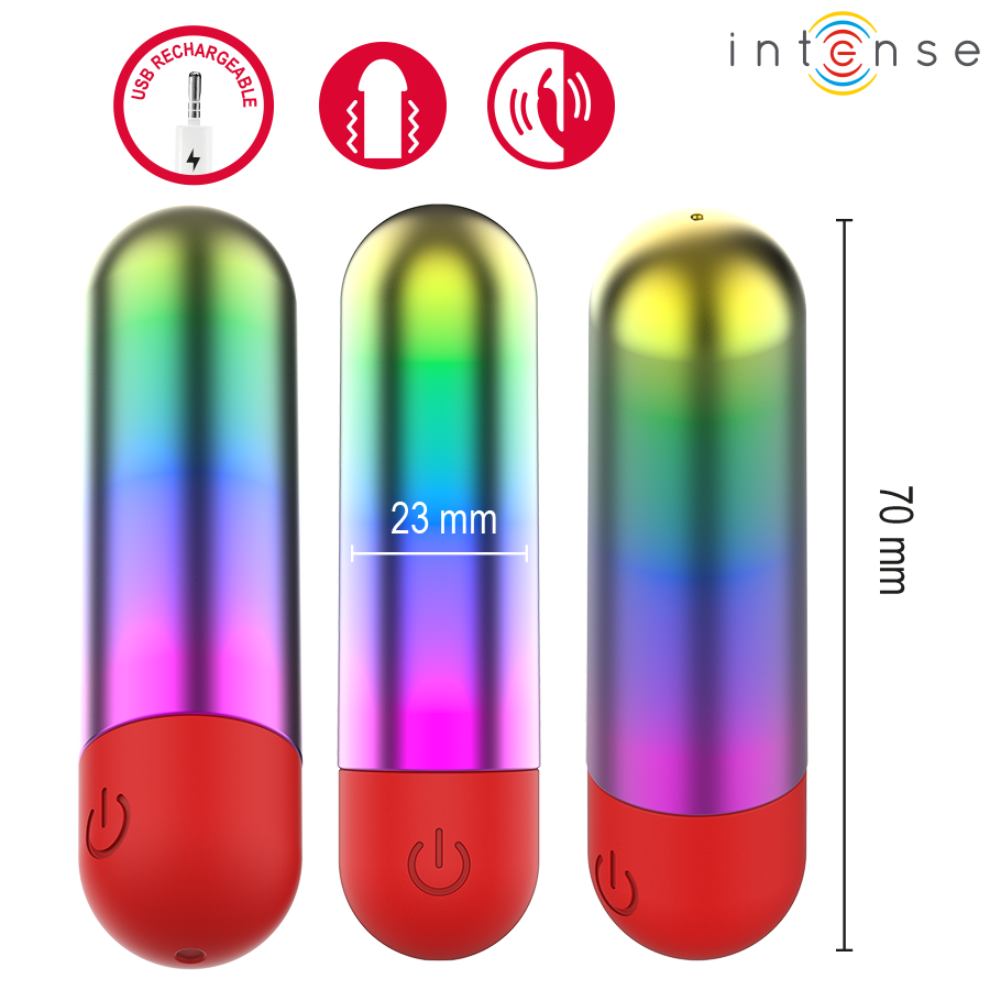 Mini Vibratore Proiettile INTENSE Debbie Arcobaleno — Multicolore
